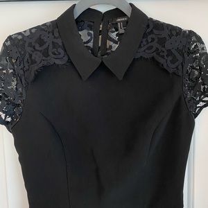 Romper with lace shoulders and open back